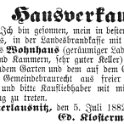 1882-07-05 Kl Hausverkauf Klostermann